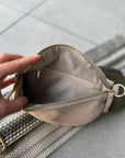 Crossbody Handbag: Cream White Suede Leather