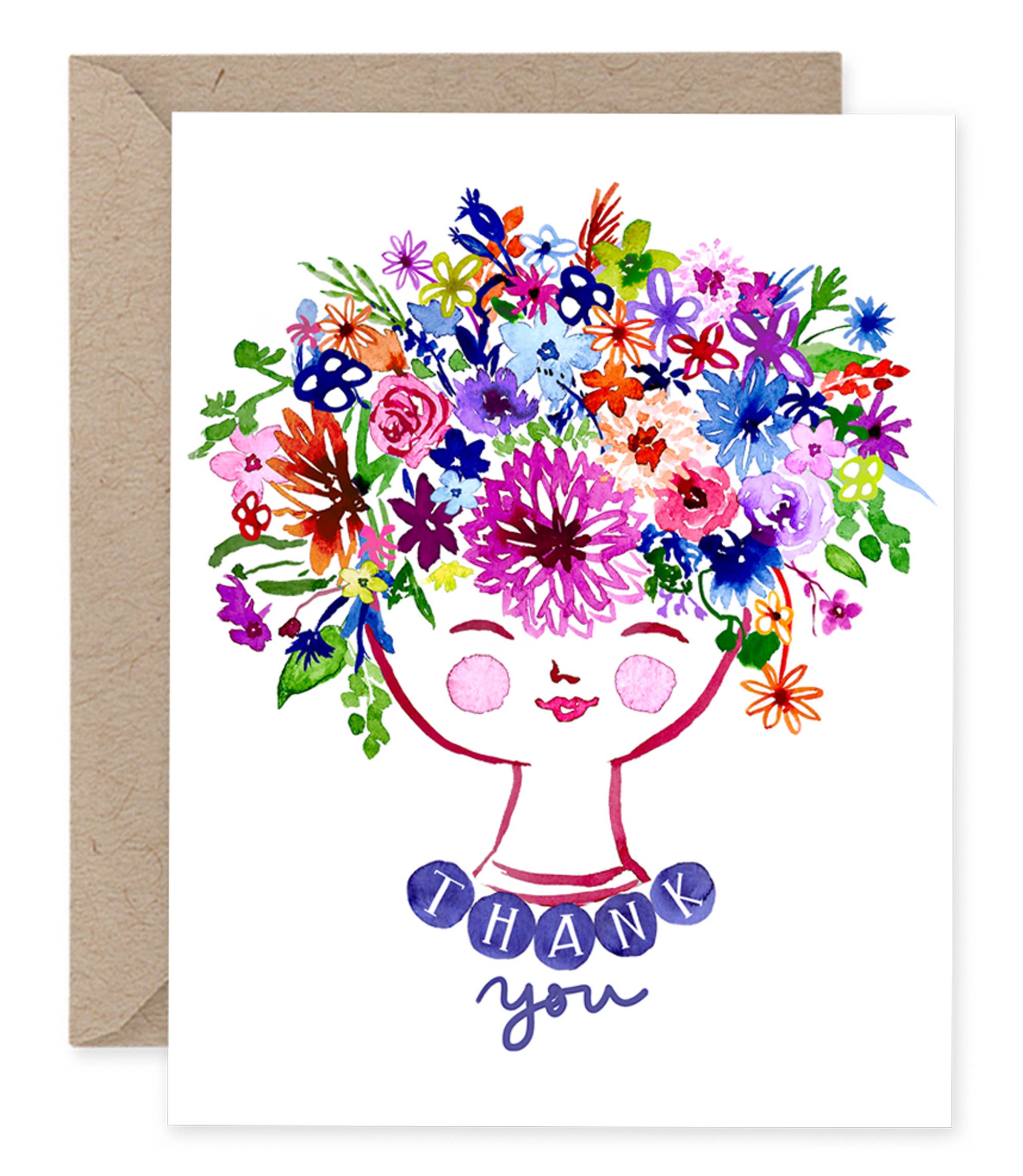 Happy Flower Lady Watercolour | Greeting Card