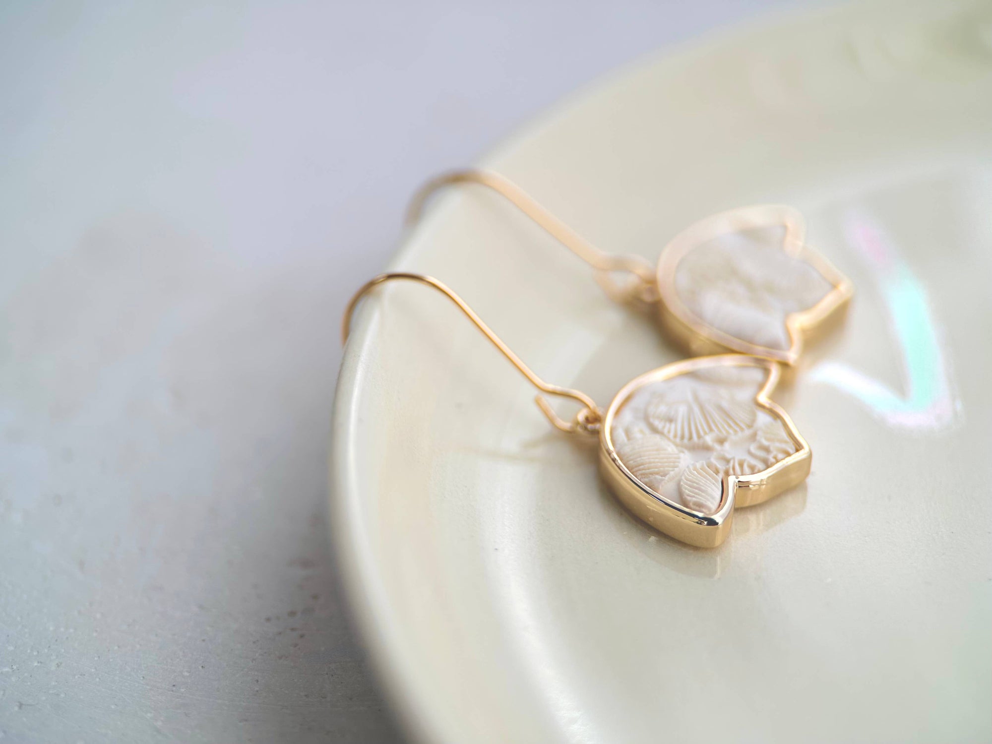 Floral-Style Hook Earrings: Ivory