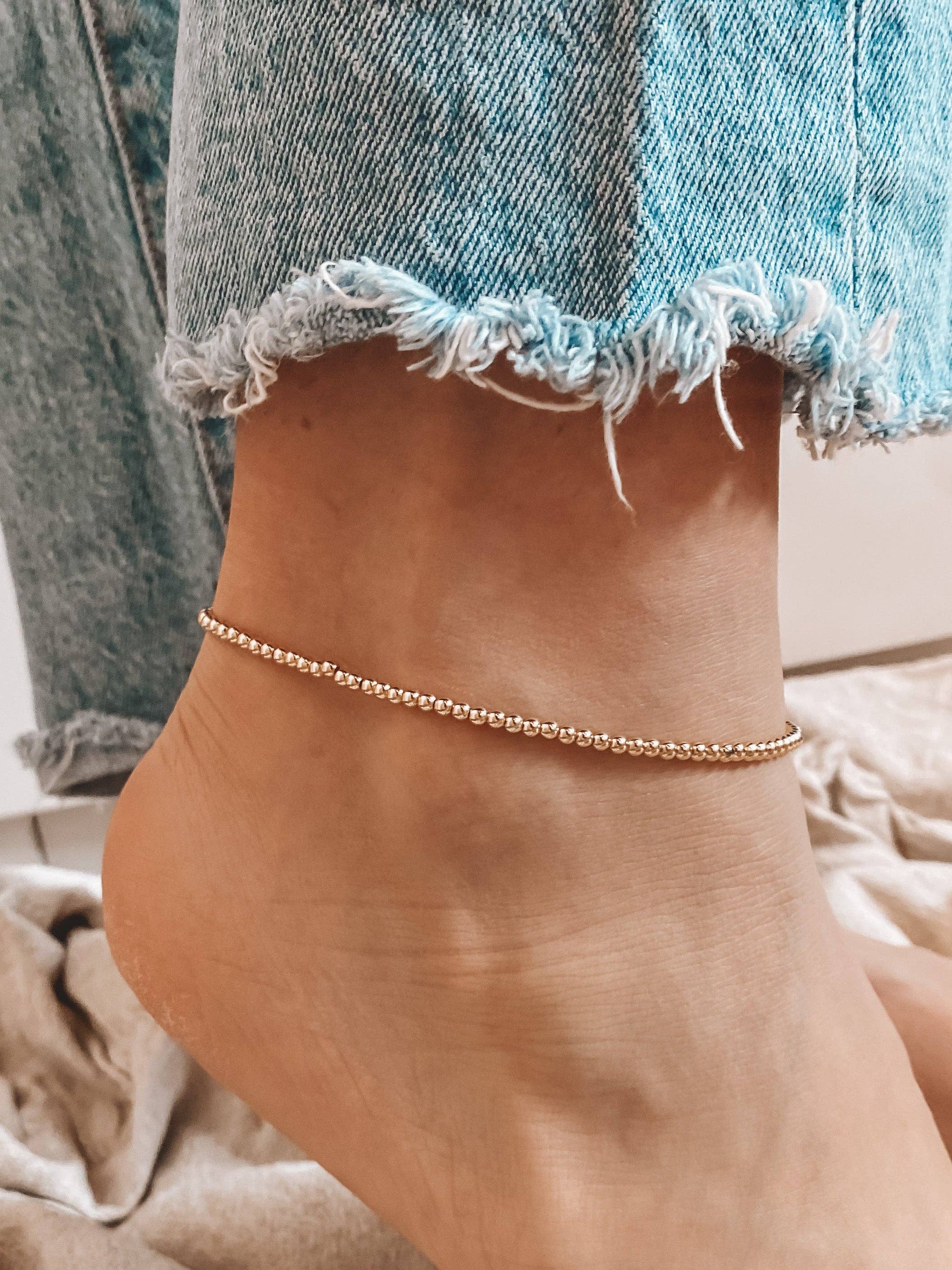 Gold Filled Beaded Anklet