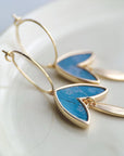 Medium Hoop Earring Marquise Teal Cork