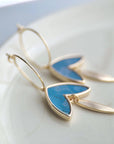 Medium Hoop Earring Marquise Teal Cork