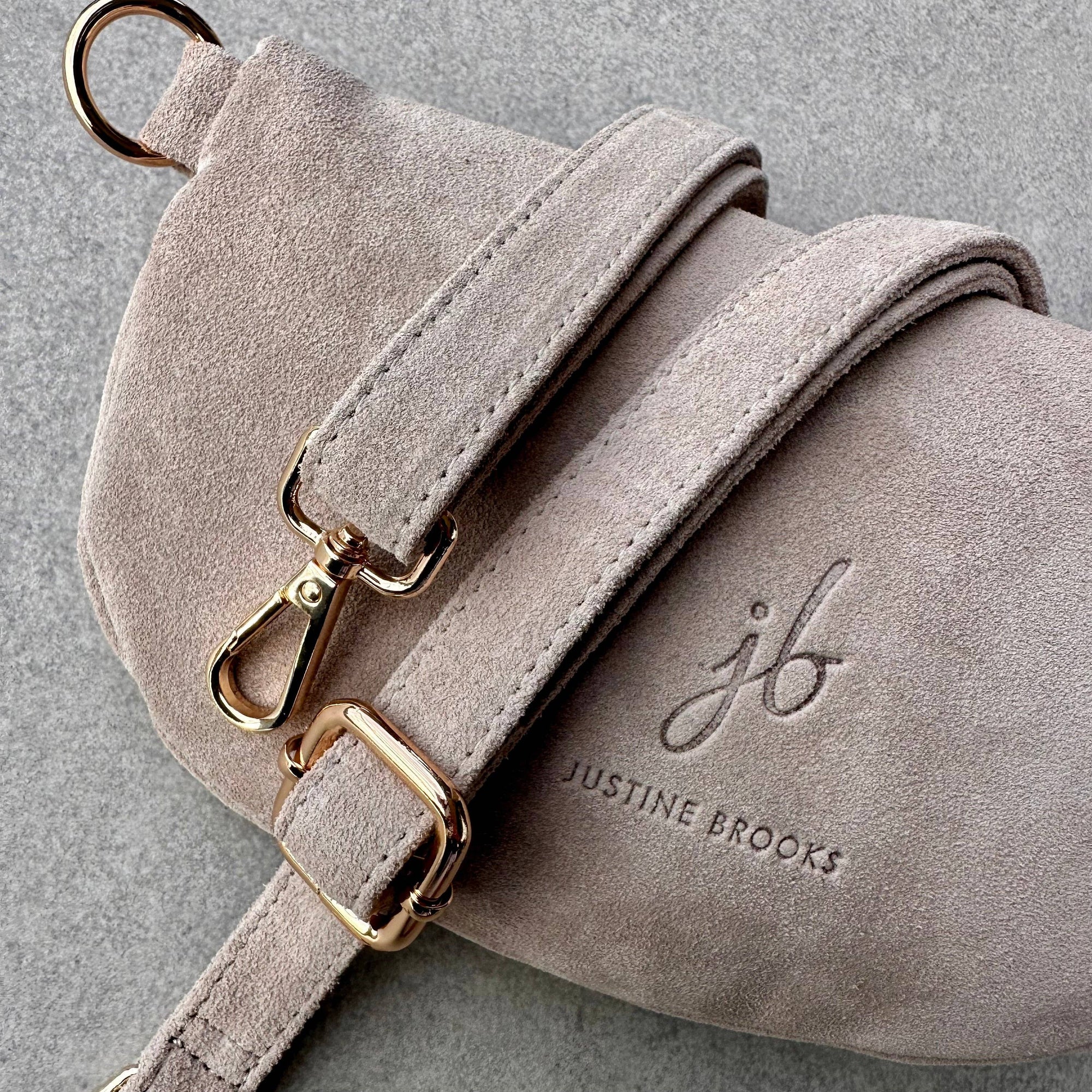 Crossbody Handbag: Cream White Suede Leather