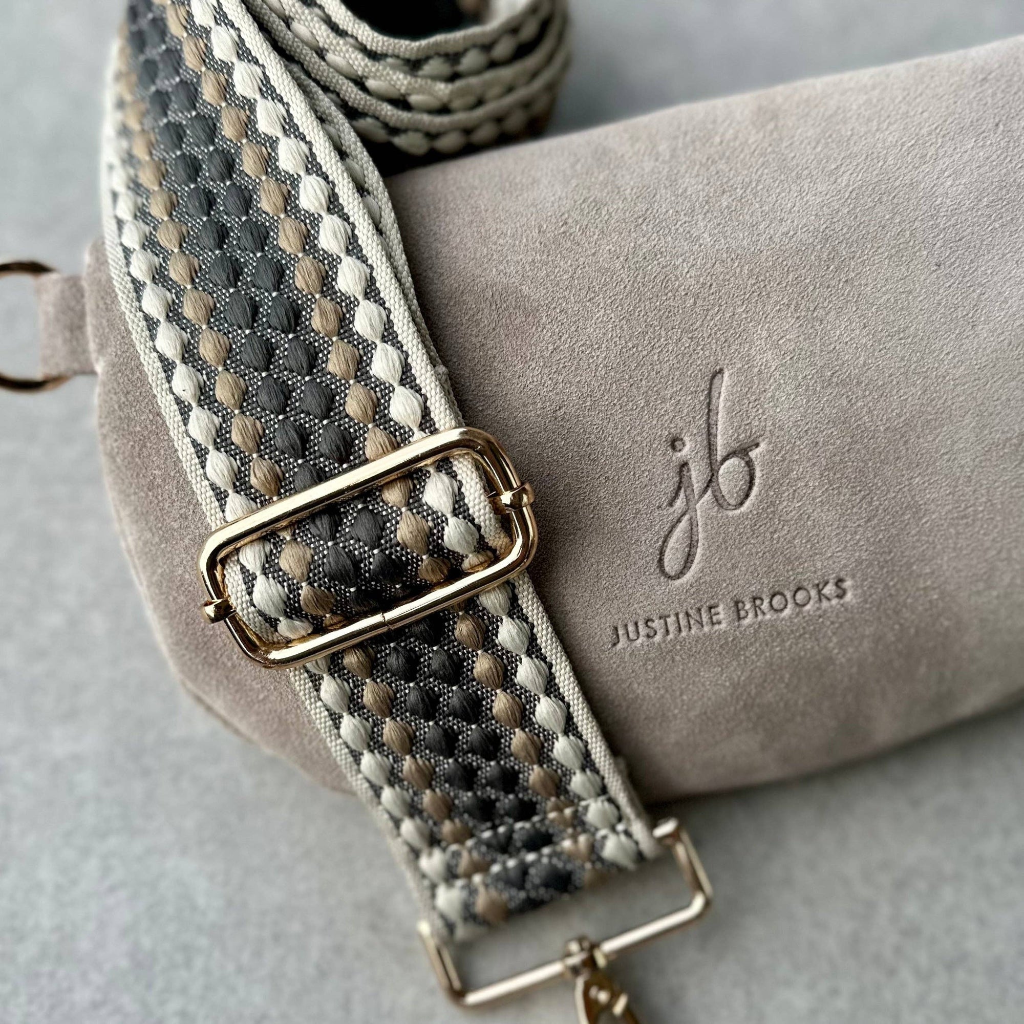 Crossbody Handbag: Cream White Suede Leather