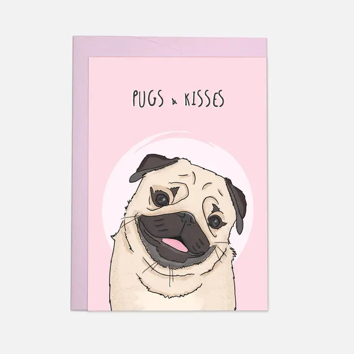 Pugs &amp; Kisses - Greeting Card