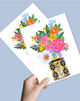 Flower Bouquet in Retro Tin Vase | Greeting Card
