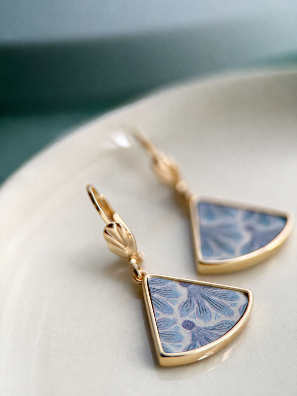 Long Fan Pendant Earrings