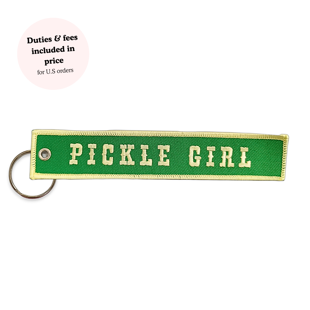 Pickle Girl Embroidered Keychain