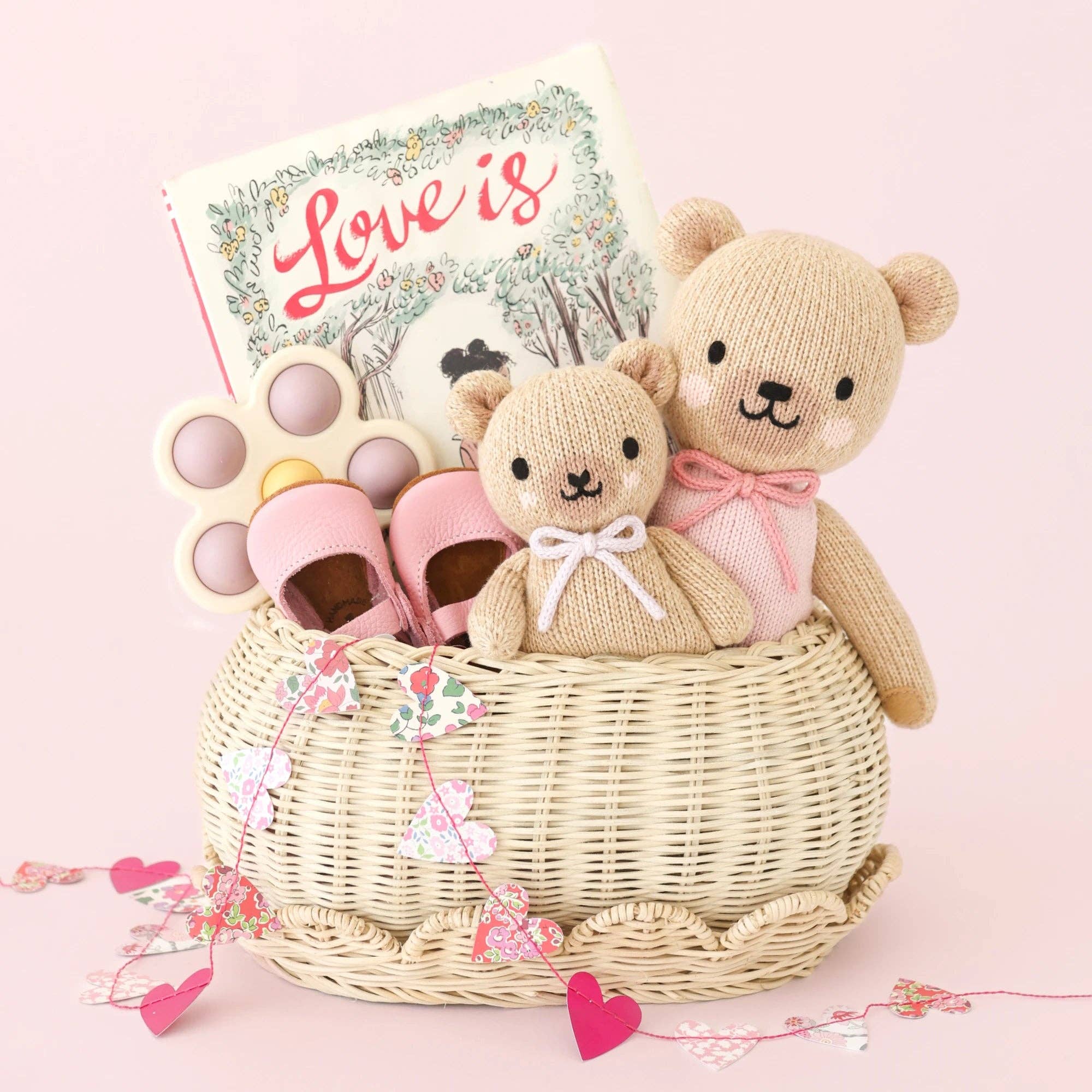 Baby Honey Bear (lavender bow) | Hand-Knit Doll