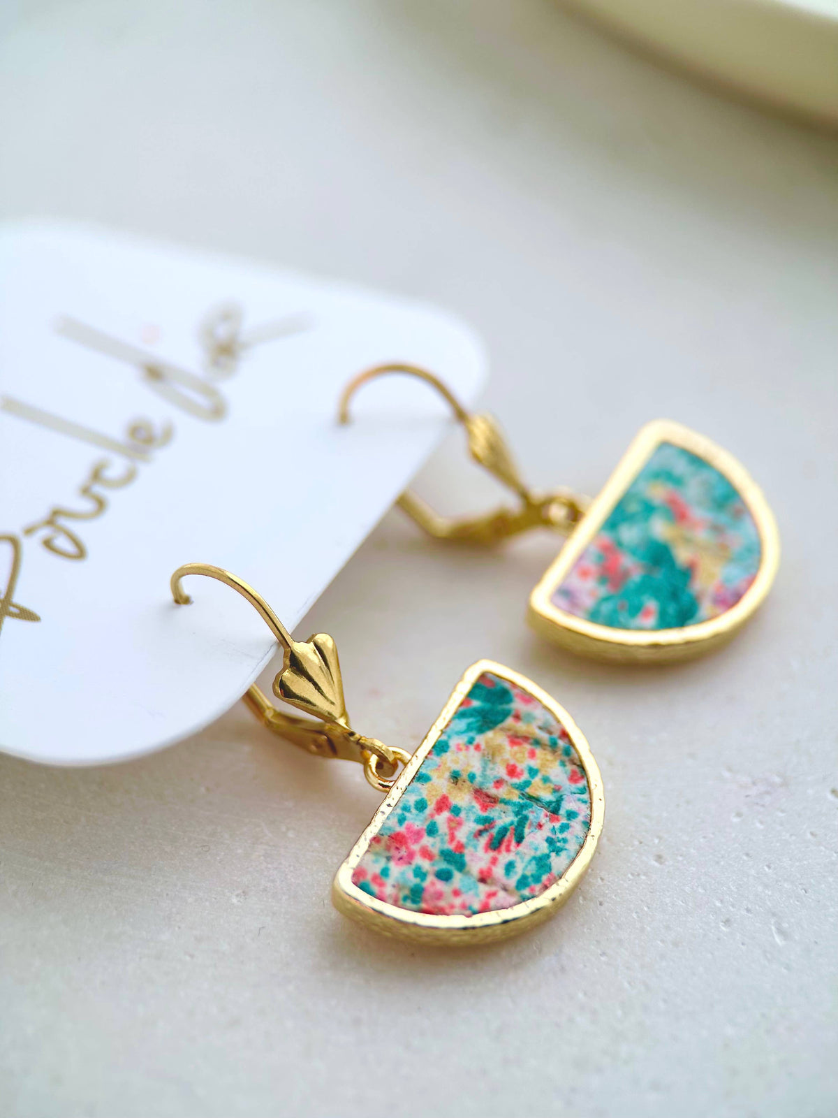 Sleeper Style Mid-length Earring: Floral Gold