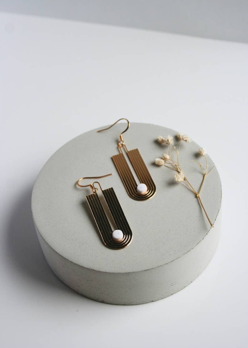 Bohemian Art Deco Earrings: Green