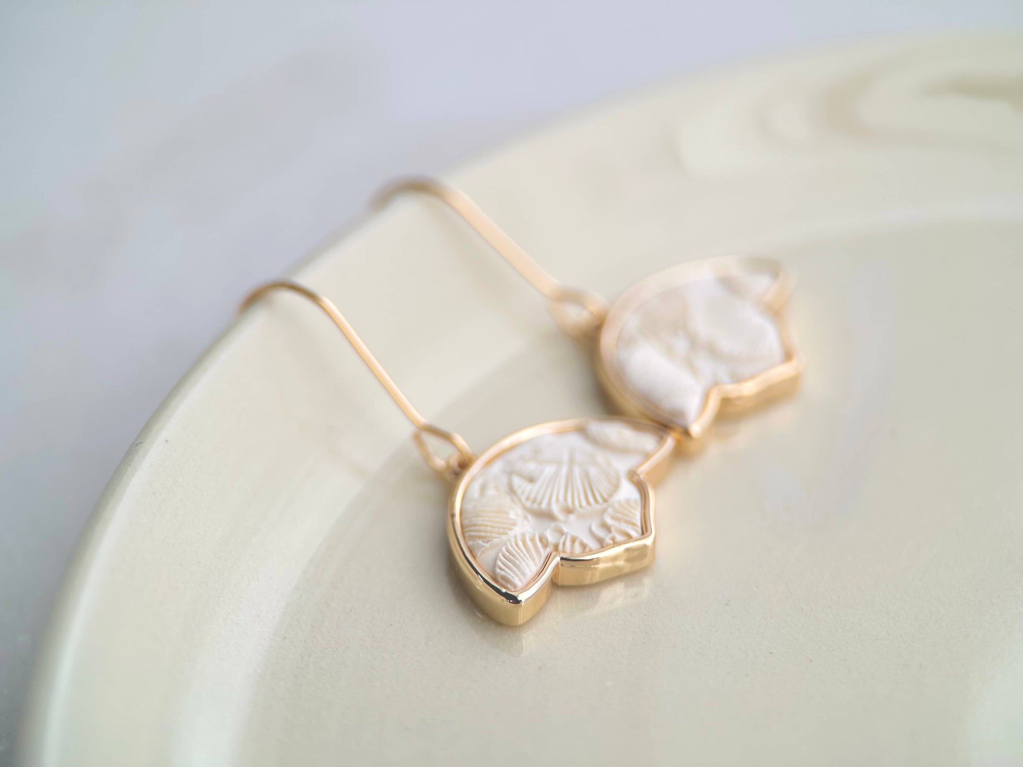 Floral-Style Hook Earrings: Ivory