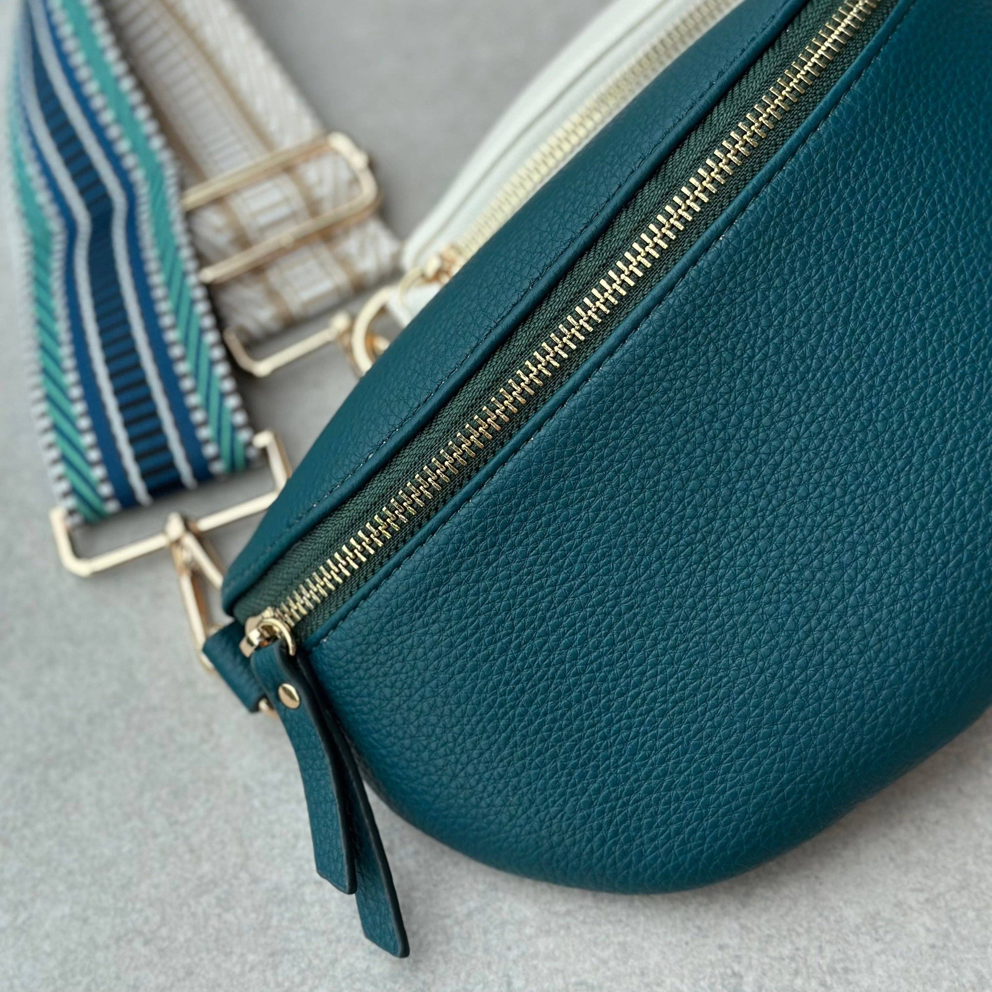 Crossbody Handbag:  Turquoise Leather