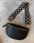 Crossbody Handbag: Black Leather