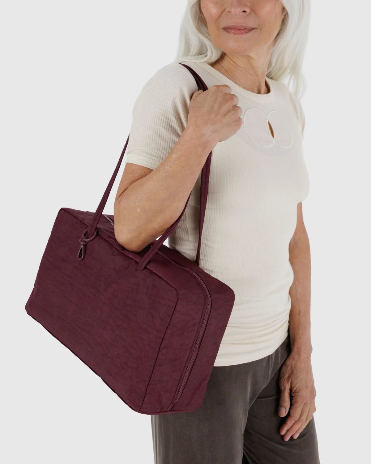 Baggu Medium Nylon Bowler Bag | Mahogany