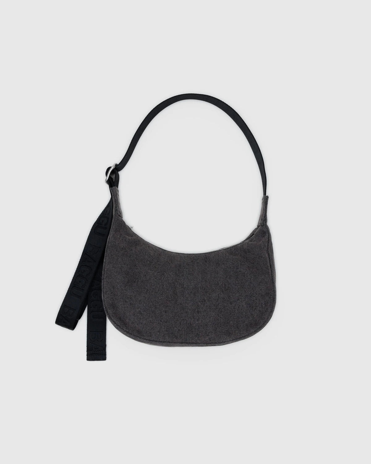 Small Nylon Crescent Bag - Washed Black Denim