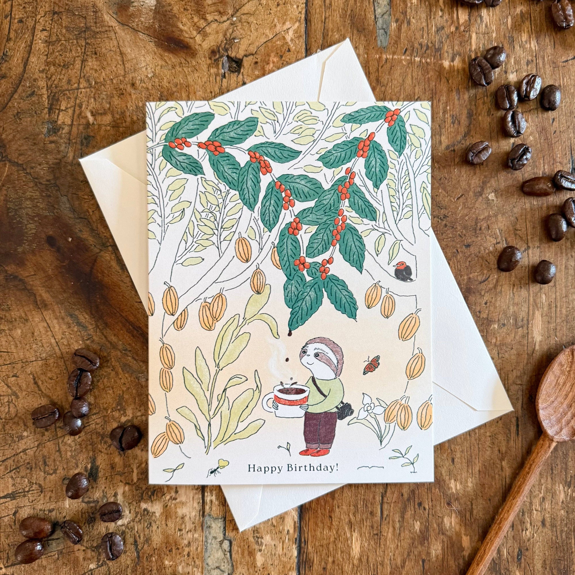 Coffee &amp; Sloth – Birthday Card