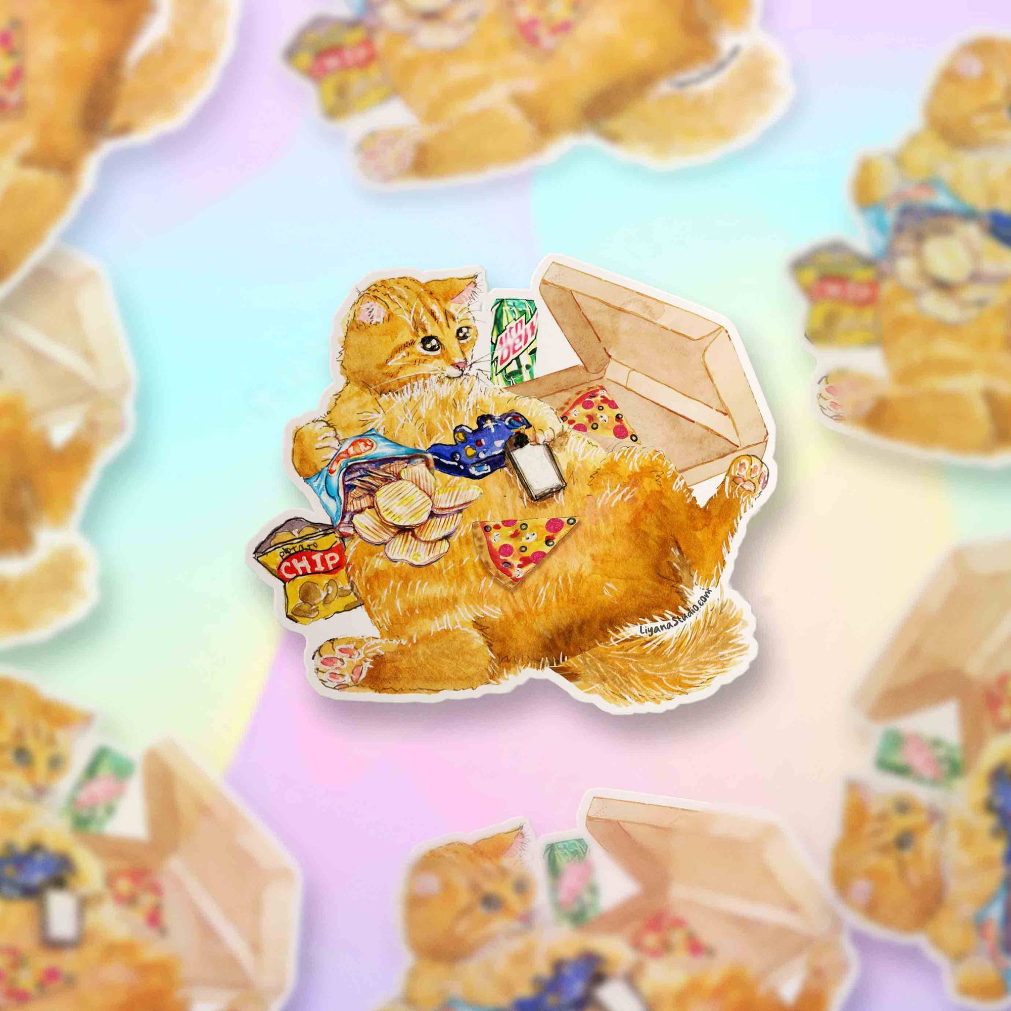 Snack Gamer Cat - Funny Vinyl Sticker