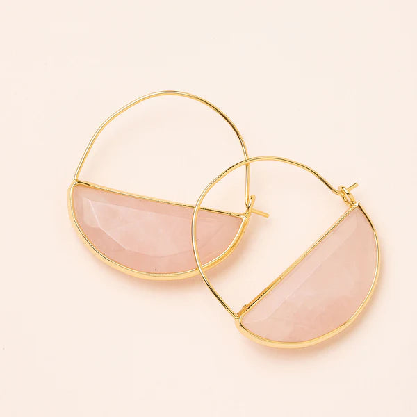 Stone Prism Hoop Earring - Rose Quartz/Gold