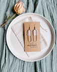 Leather & Brass Oval Earrings | Blush Pink