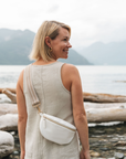 Crossbody Handbag: White Cream Leather