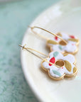 Flower Pendant Hoop Earrings