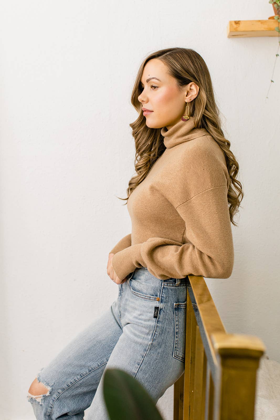 Leather &amp; Brass Sunburst Earrings | Burgundy