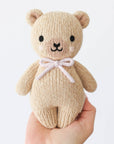 Baby Honey Bear (lavender bow) | Hand-Knit Doll