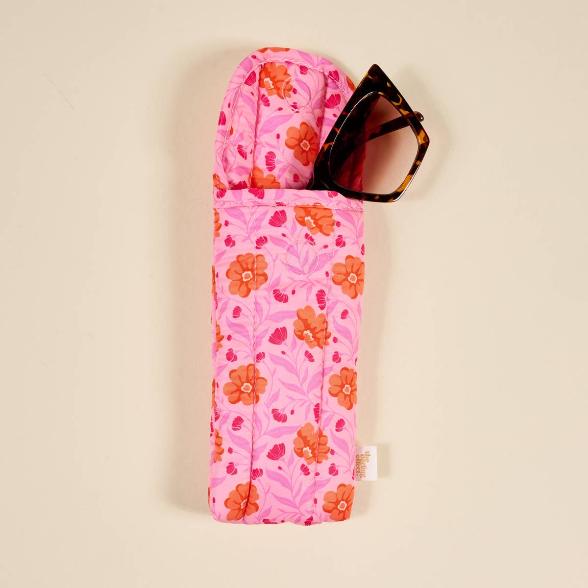 Puffy Sunglasses Case: Poppin' Petals Hot Pink