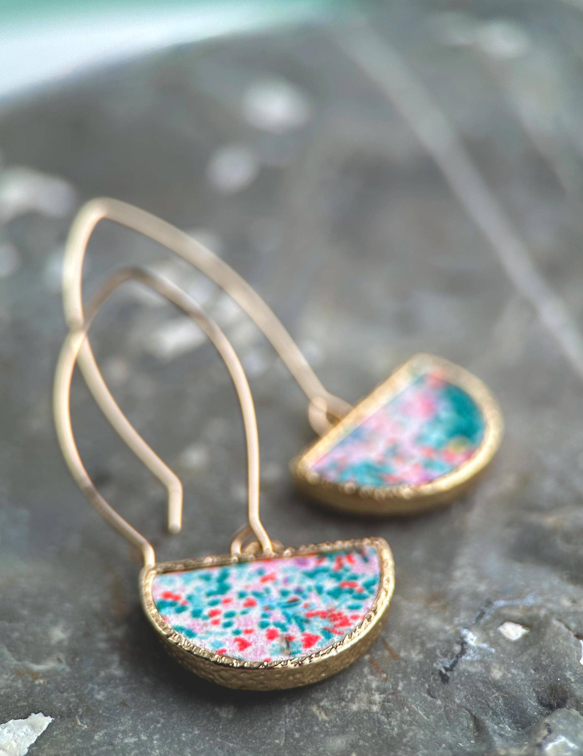 Floral Half Moon Drop Earring