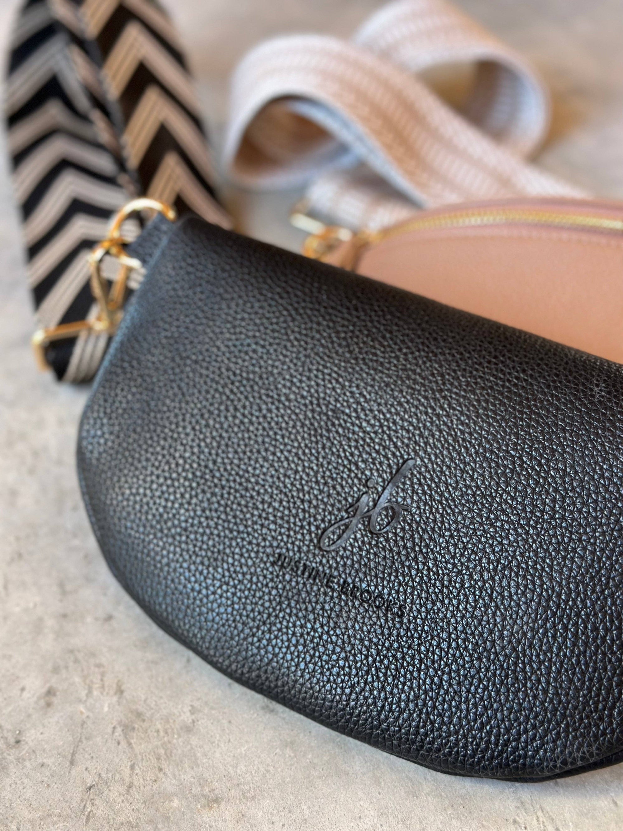 Crossbody Handbag: Black Leather