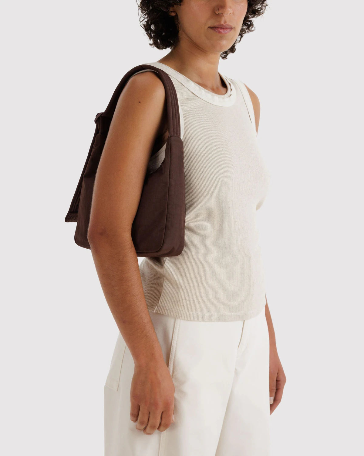 Mini Nylon Shoulder Bag: Coffee