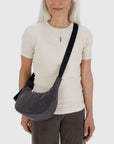 Small Nylon Crescent Bag - Washed Black Denim