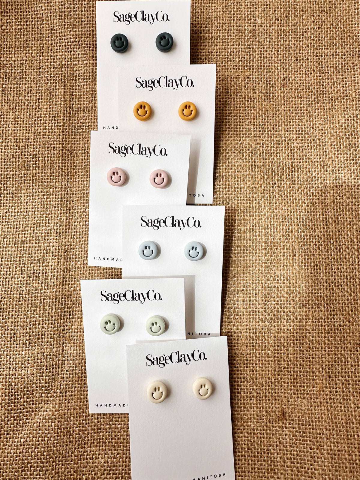 Smile Studs Clay Earrings | Lilac