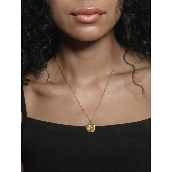 Rose Coin Necklace | Gold