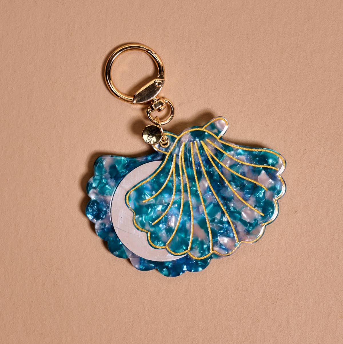 Mini Mirror Bag Charm: Seashell