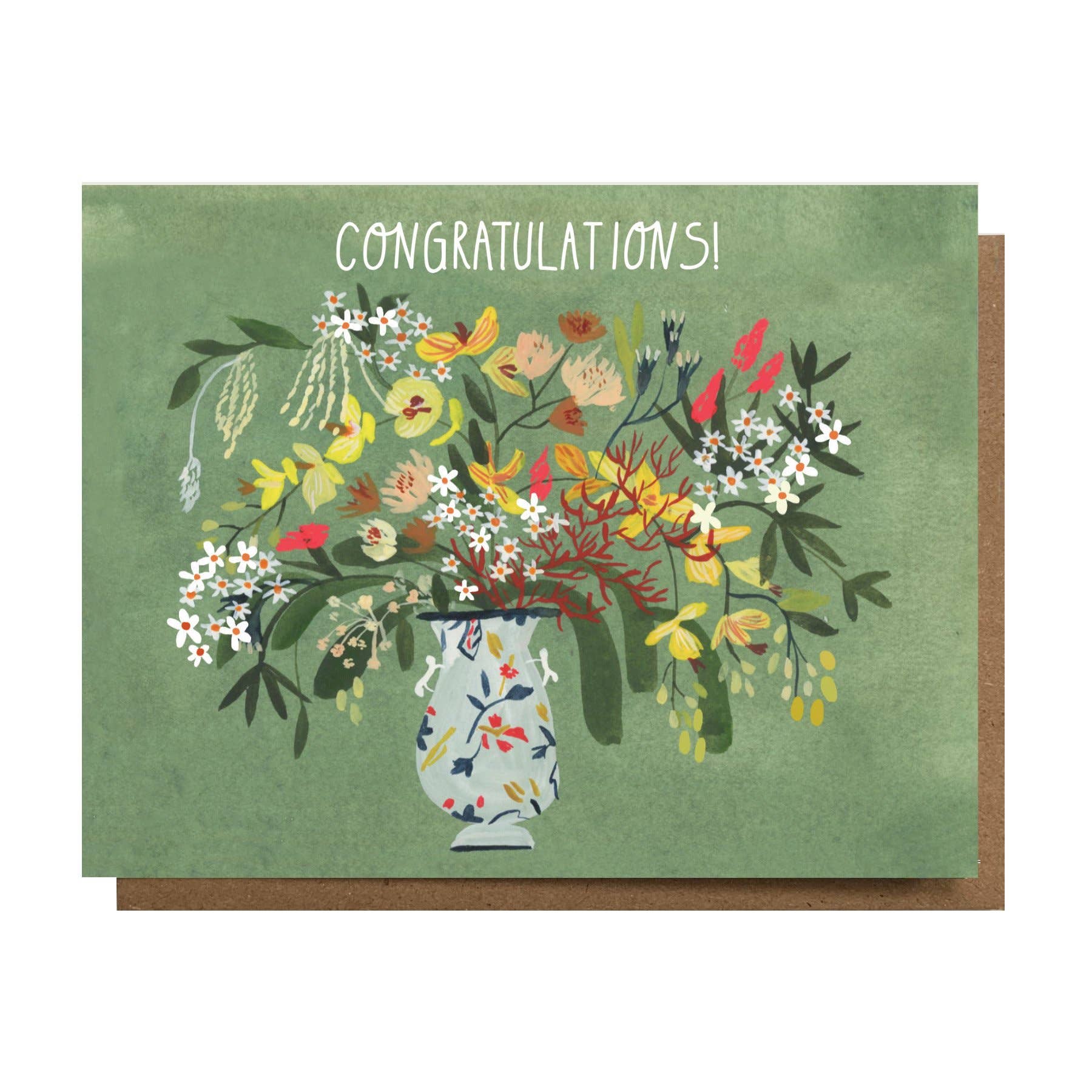 Congrats Green Floral Card