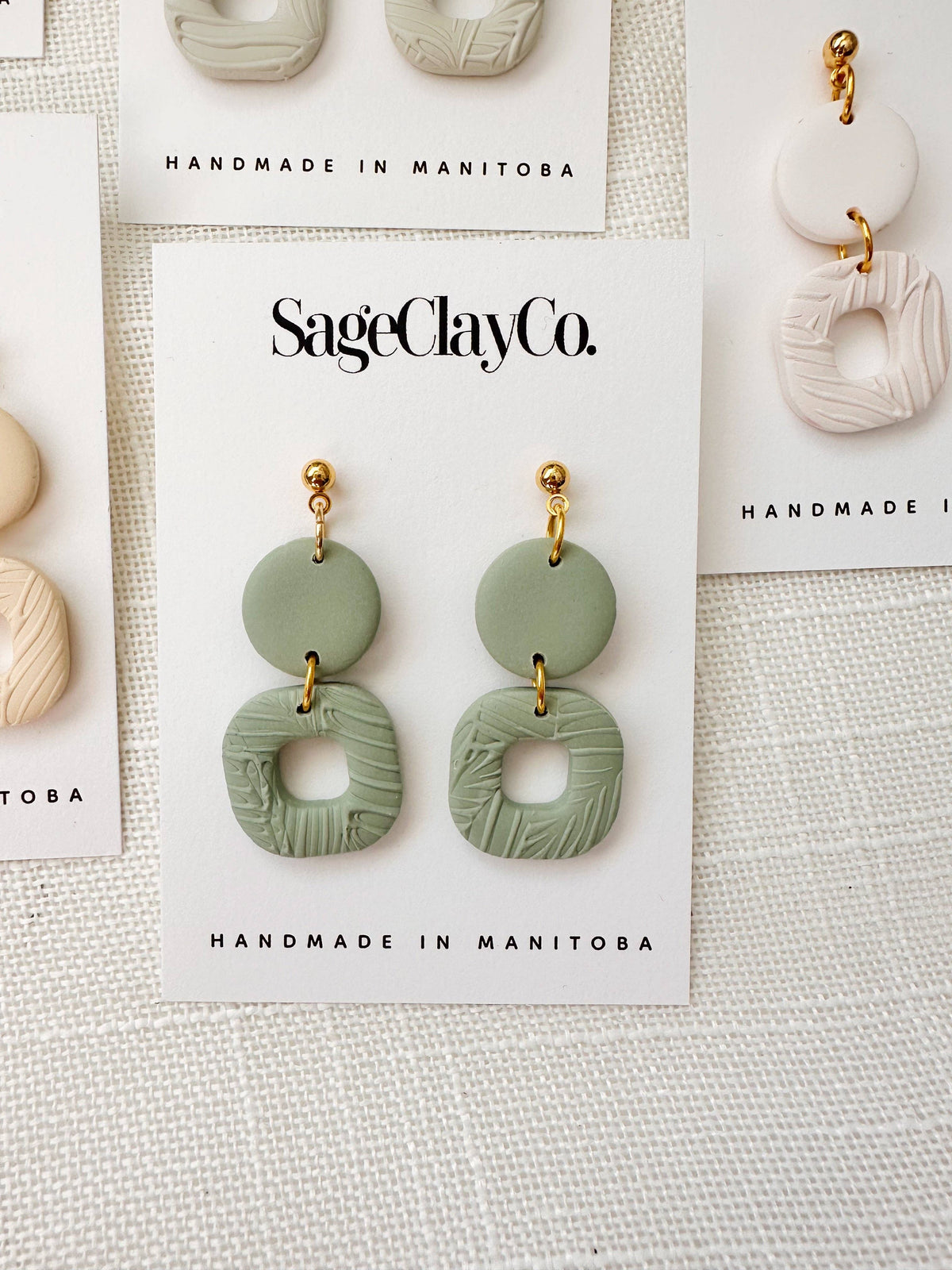 Harper Clay Earrings | Linen