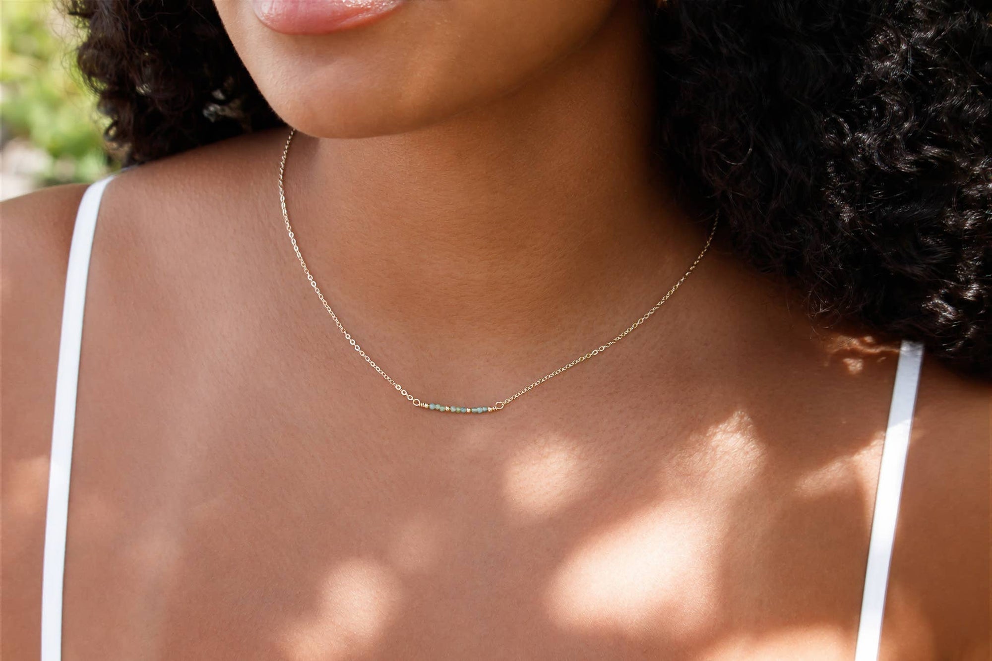 Birthstone Bar Necklace | Gold