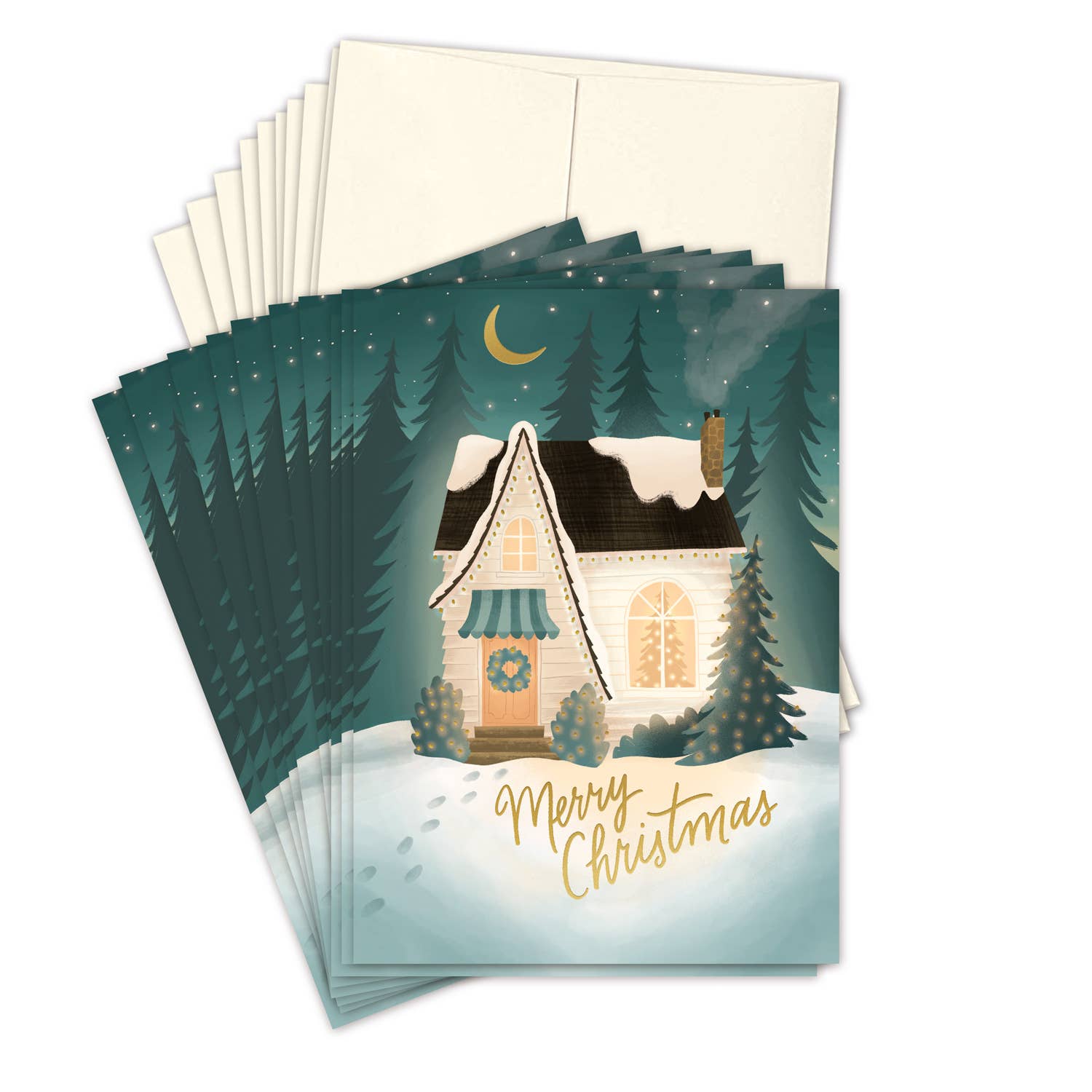 Cozy Christmas House Boxed Holiday Cards - Set of 10