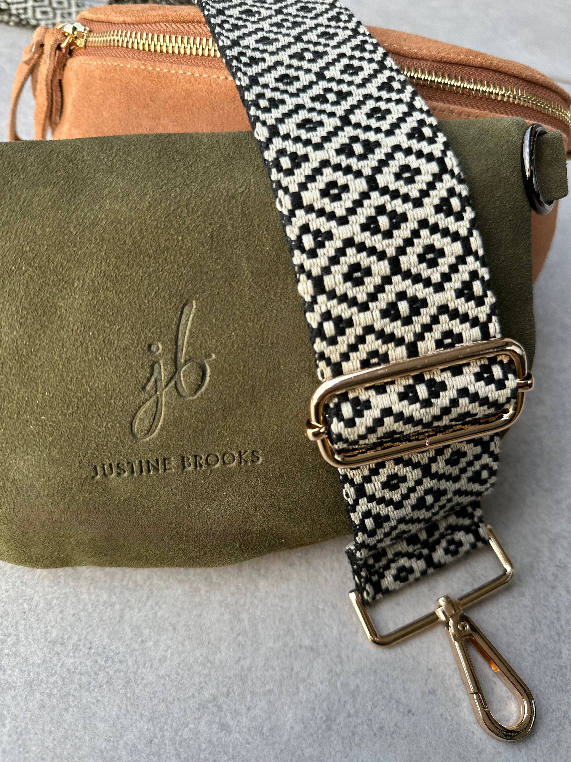 Crossbody Handbag: Green Suede Leather