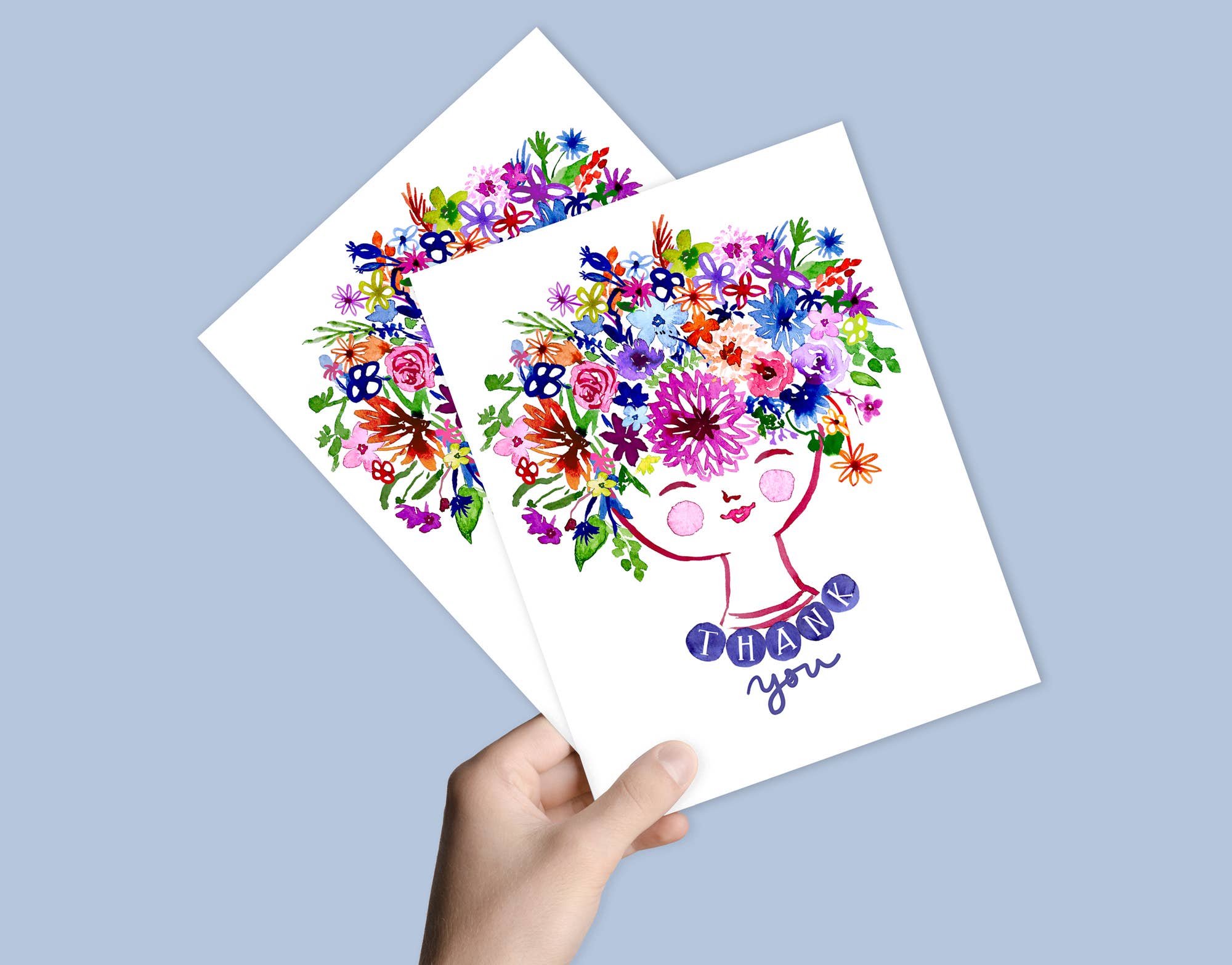 Happy Flower Lady Watercolour | Greeting Card