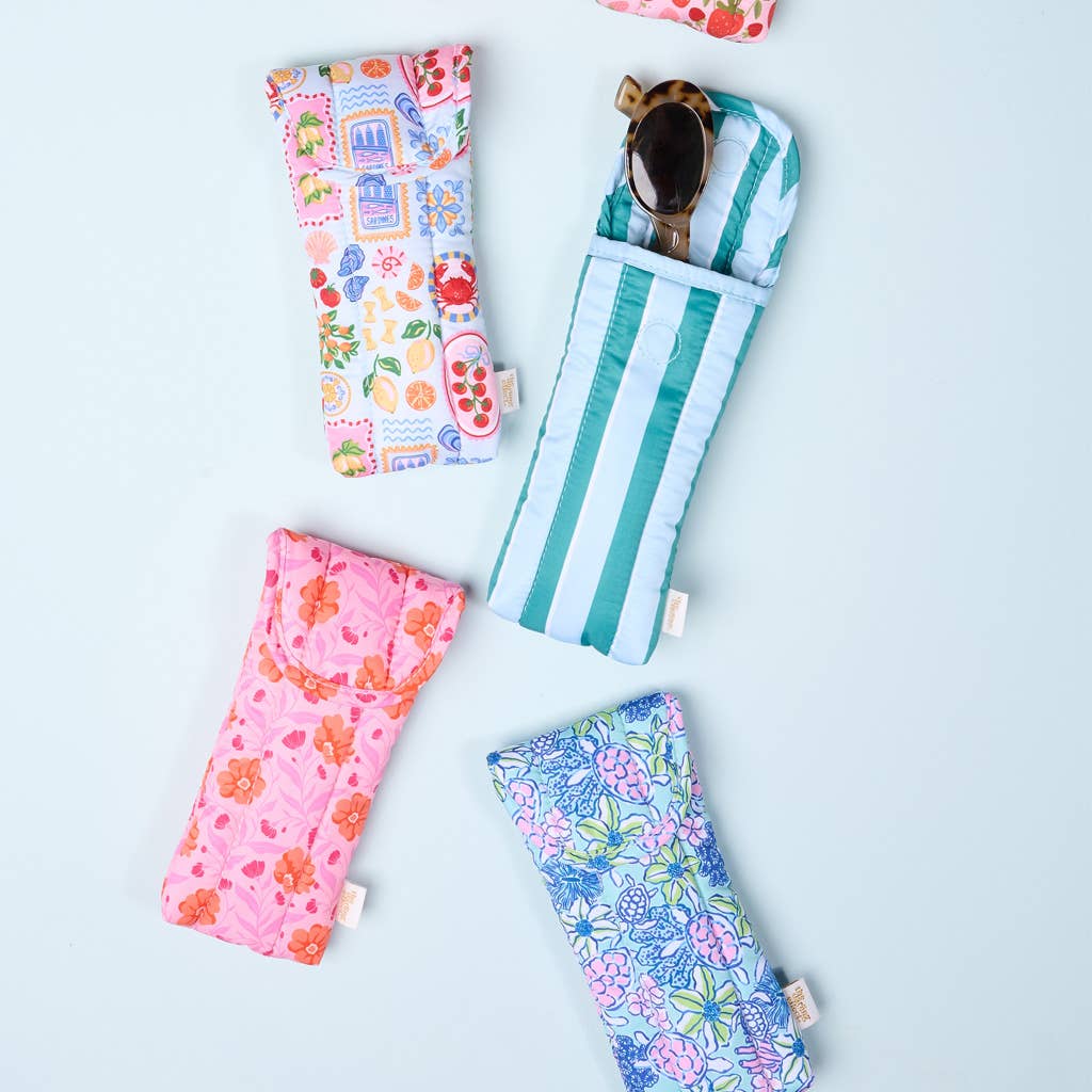 Puffy Sunglasses Case: Sicily Stripes Pink