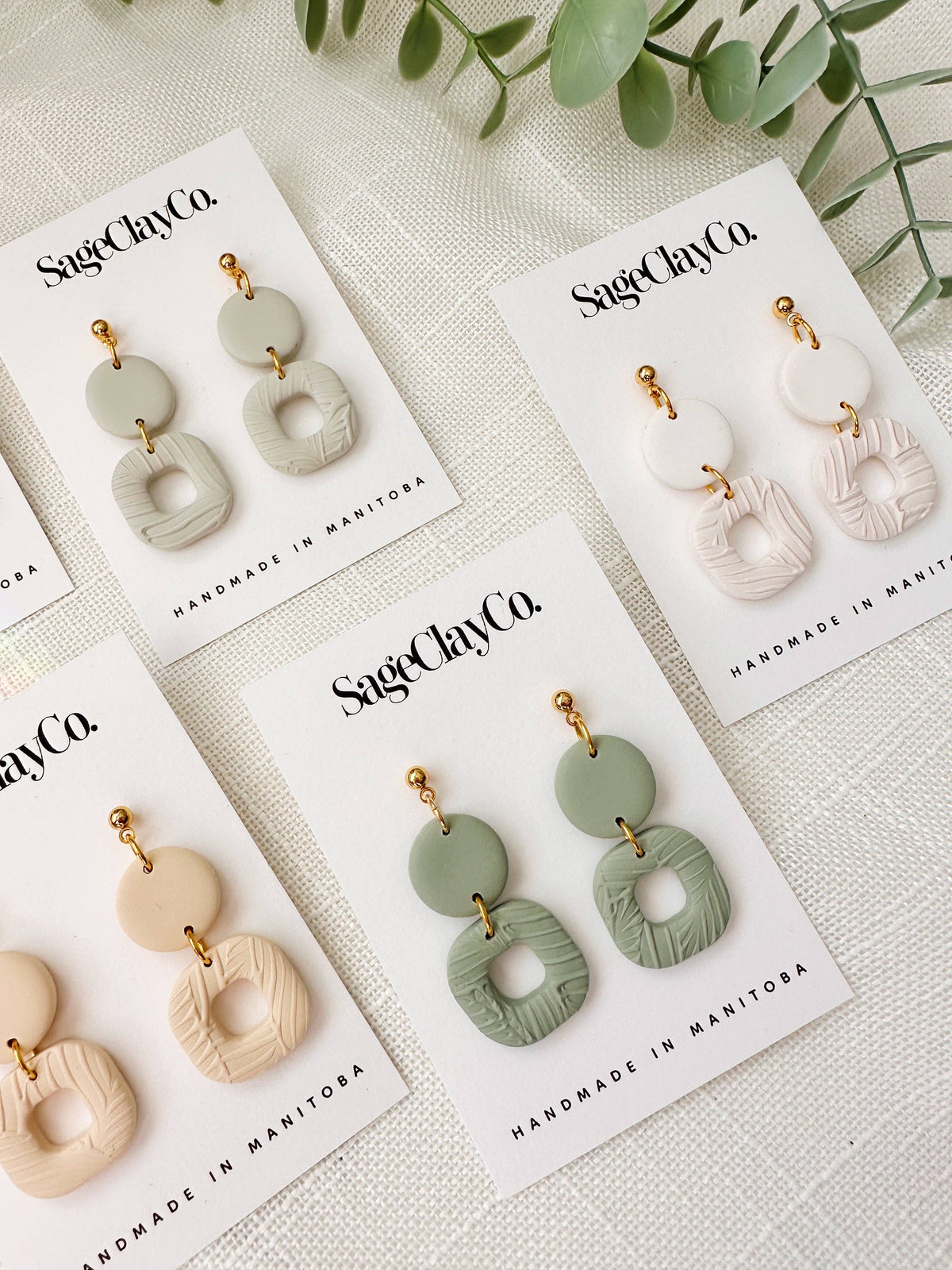 Harper Clay Earrings | Linen