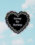 Horny for Hockey Glitter Sticker