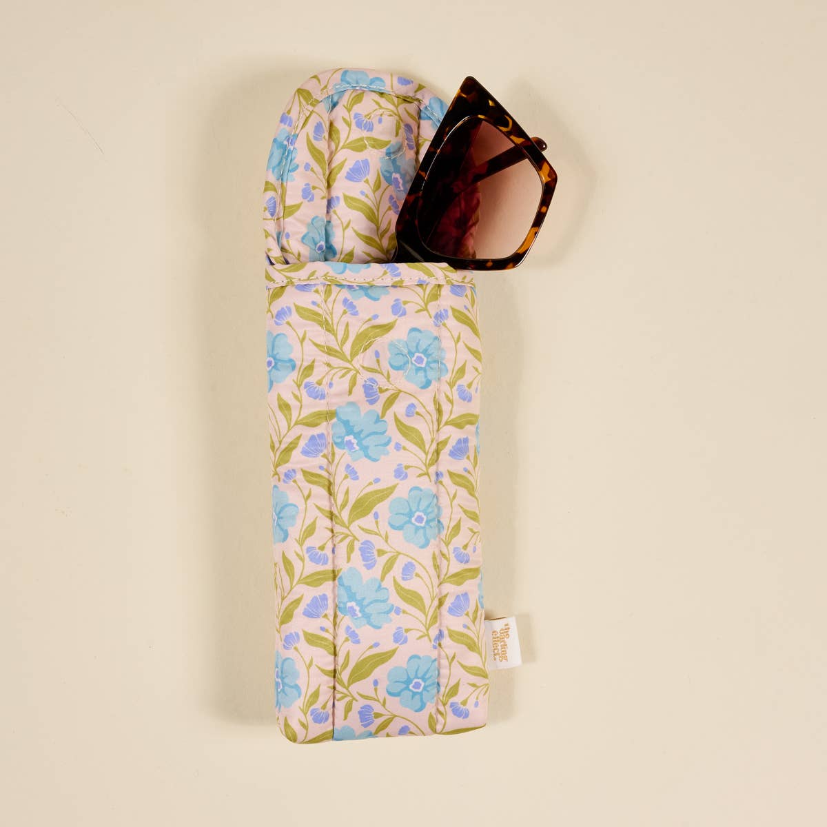 Puffy Sunglasses Case: Poppin' Petals Aqua
