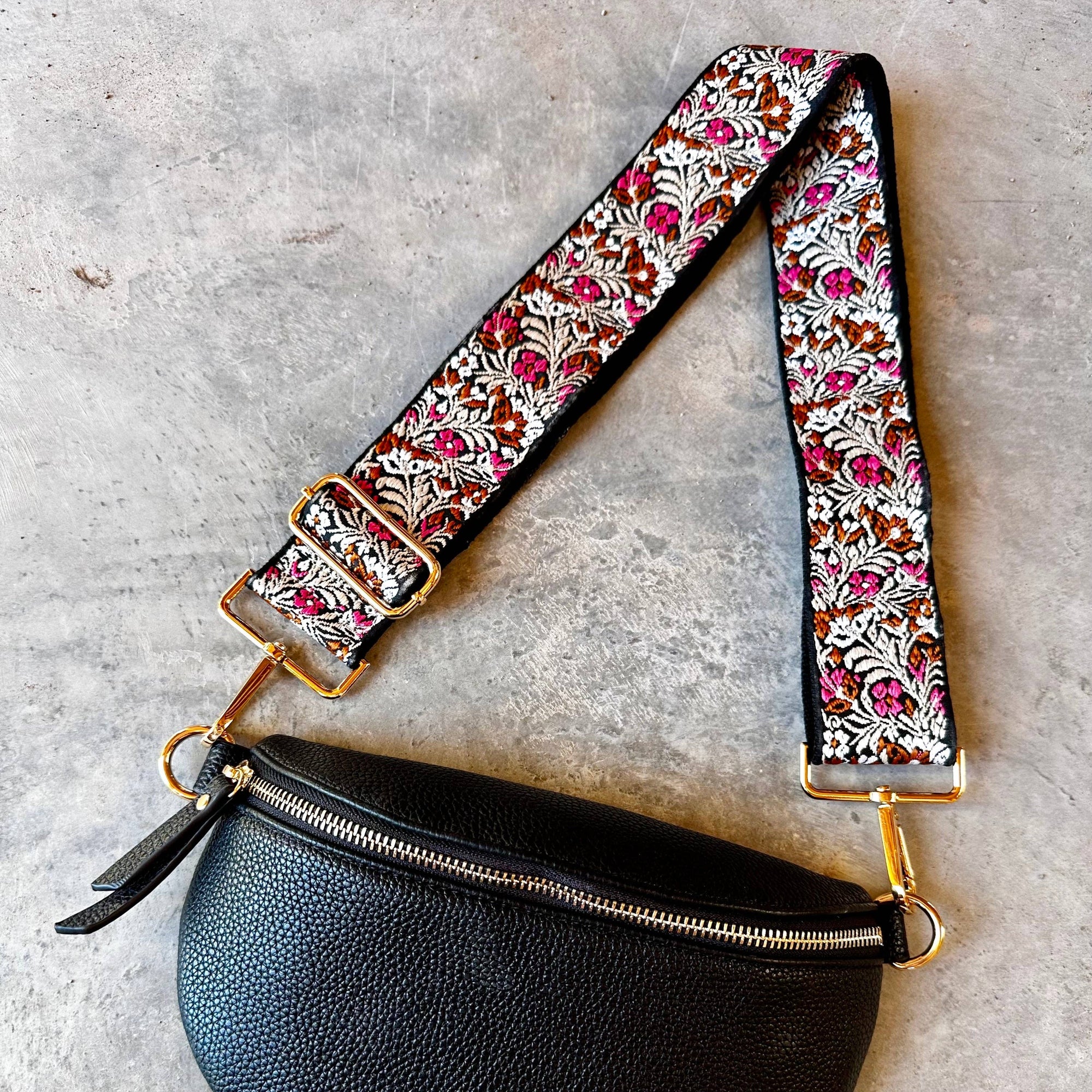 Crossbody Handbag: Black Leather