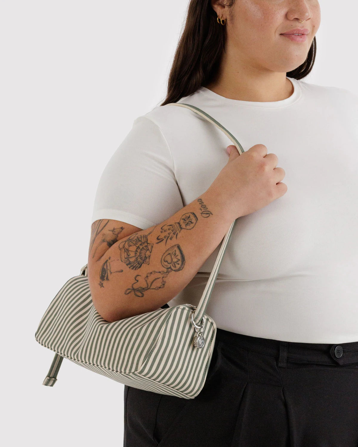 Nylon Loaf Bag: Sage Stripe