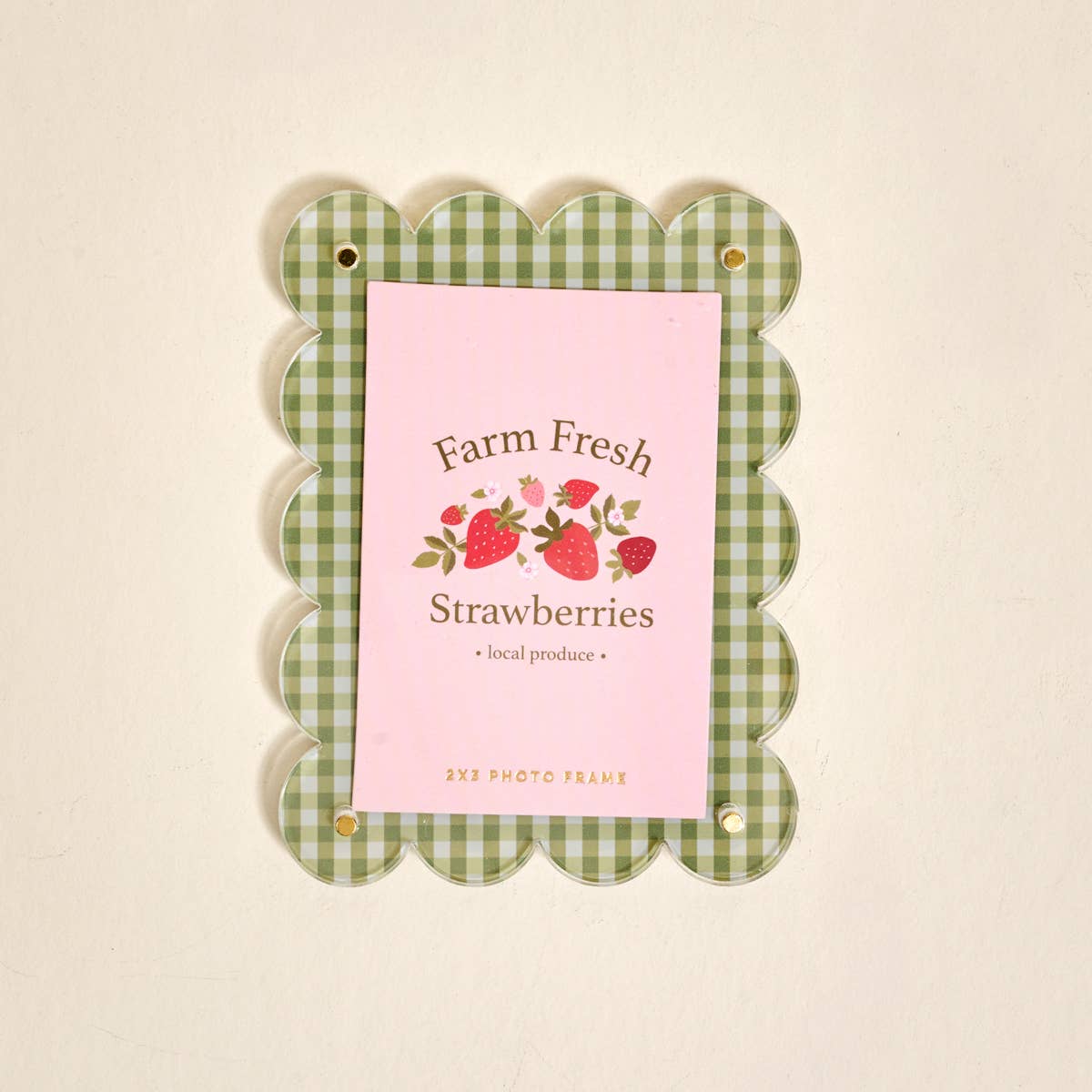 Mini Acrylic Picture Frame Magnet: Farm Fresh Strawberries