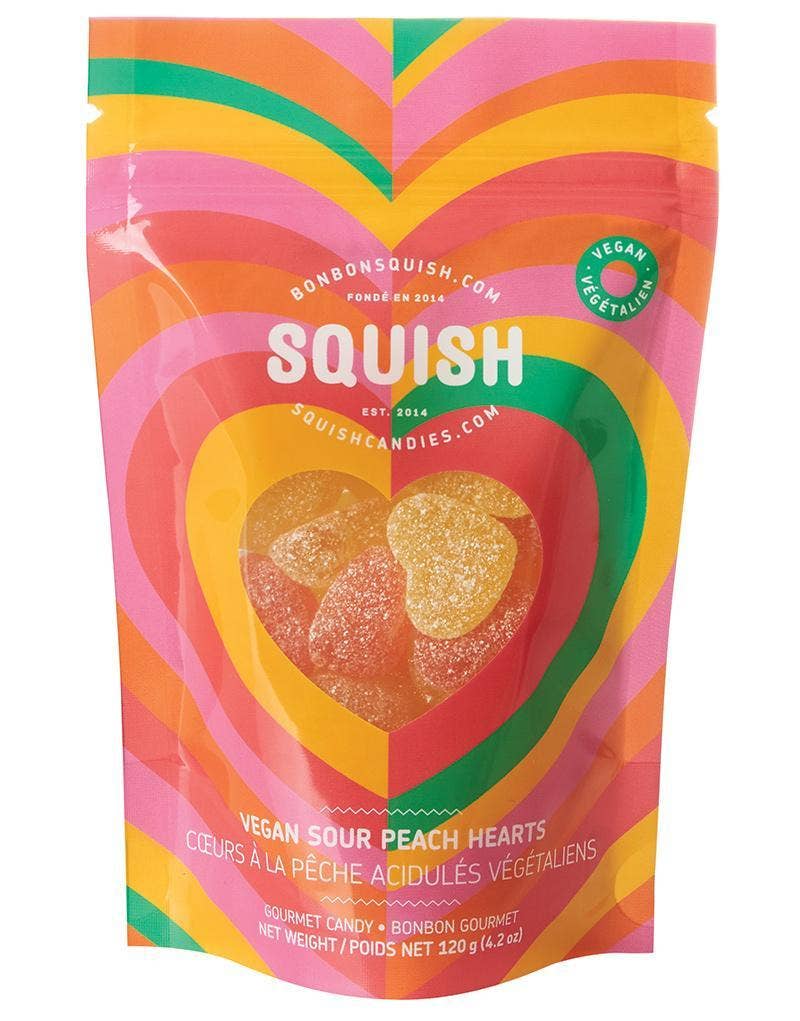 Vegan Sour Peach Hearts Gummy Candies